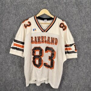 Vintage Russell Athletic Football Jersey Lakeland #83 Mens XL White Orange